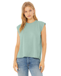 bella + canvas 8804 women's flowy muscle t-shirt with rolled cuffs Back Thumbnail