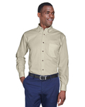 harriton m500 men's easy blend™ long-sleeve twill shirt with stain-release Front Thumbnail