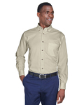 harriton m500 men's easy blend™ long-sleeve twill shirt with stain-release Side Thumbnail