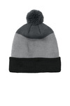 port authority c979 cozy striped pom beanie Front Thumbnail