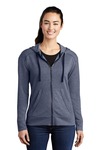 sport-tek lst293 ladies posicharge ® tri-blend wicking fleece full-zip hooded jacket Front Thumbnail