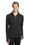 sport-tek lst860 ladies sport-wick ® textured 1/4-zip pullover Front Thumbnail