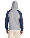 Jerzees 96CR Adult 8 oz. NuBlend® Colorblock Raglan Pullover Hood Back Thumbnail