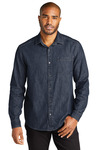 port authority w676 long sleeve perfect denim shirt Front Thumbnail