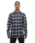 burnside b8210 men's plaid flannel shirt Back Thumbnail