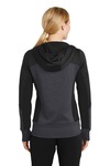 sport-tek lst245 ladies tech fleece colorblock full-zip hooded jacket Back Thumbnail