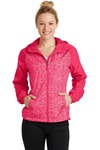 sport-tek lst40 ladies heather colorblock raglan hooded wind jacket Front Thumbnail