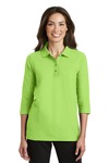 port authority l562 ladies silk touch™ 3/4-sleeve polo Front Thumbnail