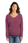 port & company lpc098v ladies beach wash ® garment-dyed v-neck sweatshirt Front Thumbnail