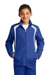 sport-tek yst60 youth colorblock raglan jacket Front Thumbnail