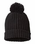 richardson 143r chunky cable with cuff & pom beanie Front Thumbnail