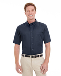 harriton m582 men's foundation 100% cotton short-sleeve twill shirt with teflon™ Back Thumbnail