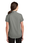 port authority l664 ladies short sleeve superpro ™ twill shirt Back Thumbnail