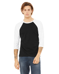 Bella + Canvas 3200 Unisex 3/4-Sleeve Baseball T-Shirt Front Thumbnail