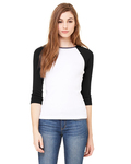 Bella + Canvas B2000 Women's Baby Rib 3/4 Sleeve Contrast Raglan Tee Front Thumbnail
