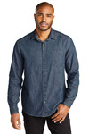 port authority w676 long sleeve perfect denim shirt Front Thumbnail