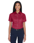 harriton m500sw ladies' easy blend™ short-sleeve twill shirt with stain-release Front Thumbnail