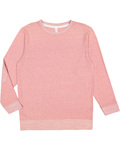 lat 6965 adult harborside melange french terry crewneck with elbow patches Front Thumbnail
