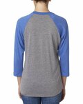 Next Level 6051 Unisex Tri-Blend 3/4-Sleeve Raglan T-Shirt Back Thumbnail