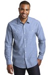 port authority w380 slub chambray shirt Front Thumbnail