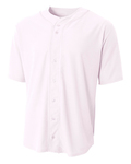 A4 N4184 Shorts Sleeve Full Button Baseball Top Front Thumbnail